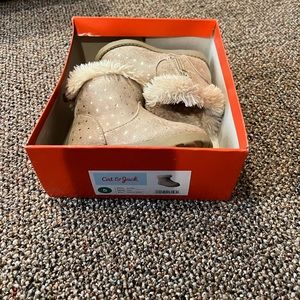 Size 5 cream colored booties with silver stars